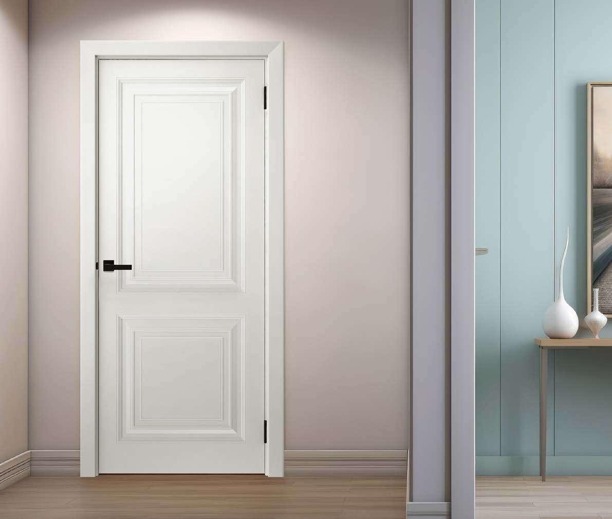 MDF Врата Largo 2  боядисана 80x205cm/90x205cm   (Светло сиво) (Бяло) (Ванилия)