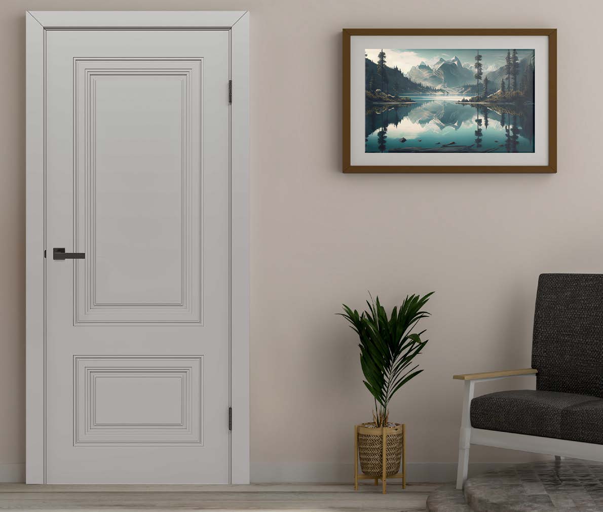 MDF Врата OBA 2 боядисана 80x205cm/90x205 (Светло сиво) (Бяло) (Ванилия)